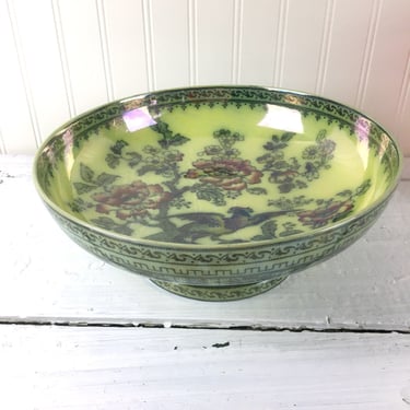 Keeling and Co. Loster Ware yellow Shanghai centerpiece bowl - 1920s vintage chinoiserie 