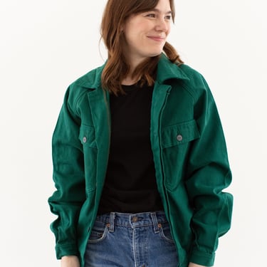 Vintage Emerald Green Work Jacket | Unisex Cotton Raglan Utility | Made in Italy | M L | IT425 