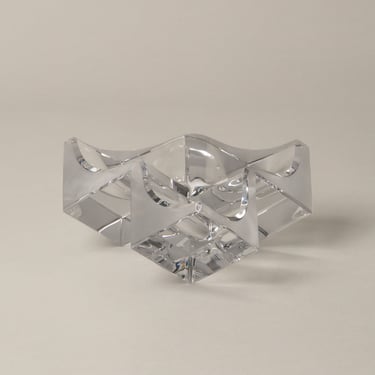 Daum France Signed Crystal Cubist Object