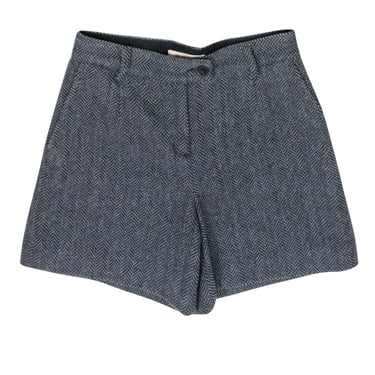 See by Chloe - Grey & Black Herringbone Wool Blend Shorts Sz 4