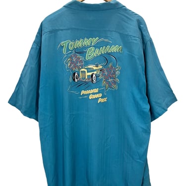 Tommy Bahama Paradise Grand Prix Hot Rod Embroidered Silk Hawaiian Shirt XL