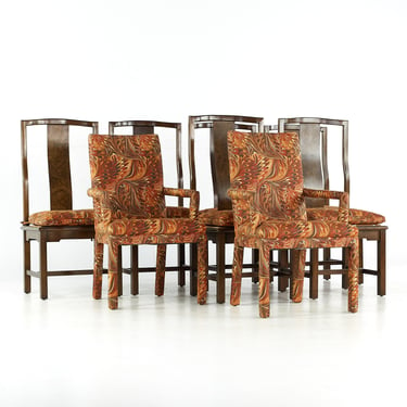 Tomlinson Mid Century Walnut and Burlwood Dining Chairs - Set of 8 - mcm 