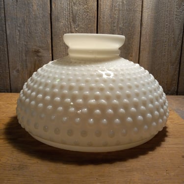 Large hobnail milk glass shade  10"