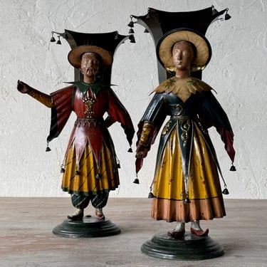 Pair of 19th C. Italian Tole Polychromatic Figures Formerly belonging to the Getty Family