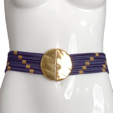 YVES SAINT LAURENT- 1980s Navy Cord Belt, Waist 31"