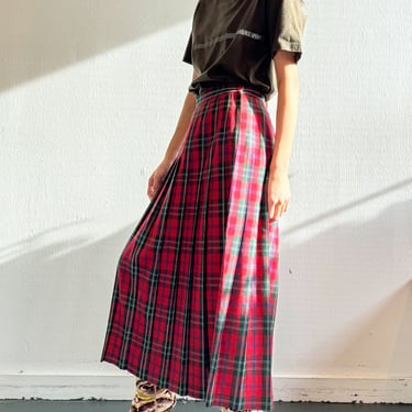 Multicolor Plaid Box Pleat Skirt (M)