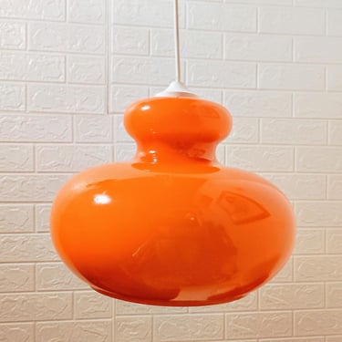 Vintage Cased Glass Orange Ceiling Lamp / Pendant Lamp / Orange Chandelier / Vintage Lightning / Mid Century Modern Lamp /Hanging/ 70s 