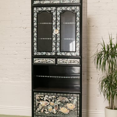 Black Mother of Pearl Curio Cabinet