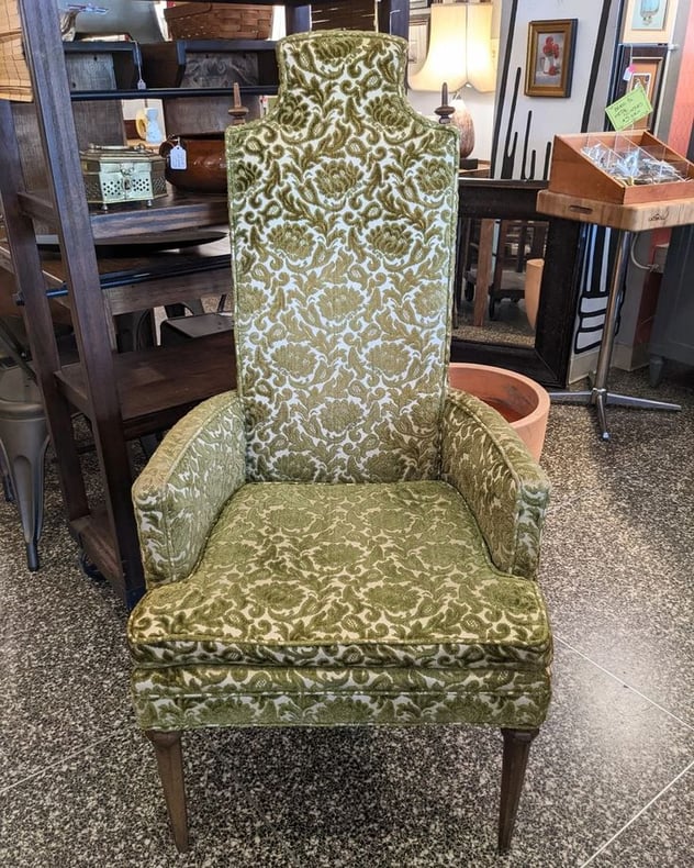 Funky green chair made for a queen