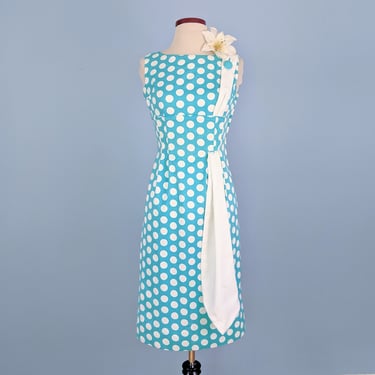 Vintage 50s Polka Dot Wiggle Dress, 1950s Hourglass Day Dress 