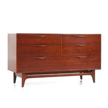 Lane Perception Mid Century Walnut 6 Drawer Dresser - mcm 