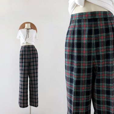 wool tartan high waist trousers 30-31 