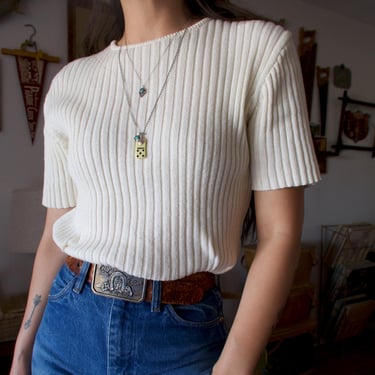 Vintage Short Sleeve Knitted Sweater 