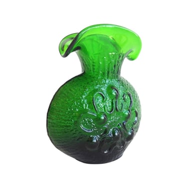 Mid century modern Wayne husted stelvia glass vase green pitcher 