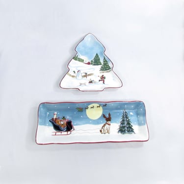 Sakura David C. Brown Holiday Choice of "Christmas Valley" Christmas Tree Dish or "Merry Little Christmas" Bread Tray 