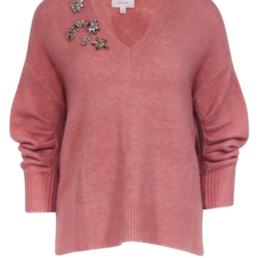 Cinq a Sept - Pink Wool Blend Jewel Embellished Sweater Sz XS