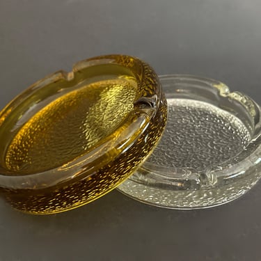 Vintage Pebbled Glass Ashtrays, Amber and Clear Available; Mid-Century Ashtray; Vintage Ashtray; Anchor Hocking 