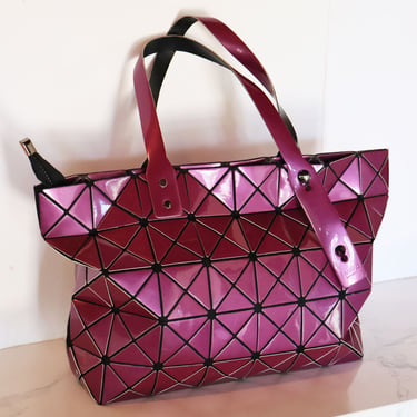 Bao Bao by Issey Miyake Grape Tote Bag in PVC Prism Geometric Y2K Baobao Carryall Purple 