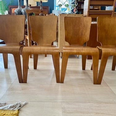 Set of 4 -1940’s Thaden Jordan  Bent Plywood Dining Chairs