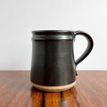 Vintage Studio Pottery Stoneware Coffee Mug by Mark Blumenfeld in Satin Black Glaze 