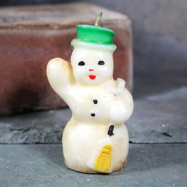 x Vintage GURLEY Snowman Candle | Circa 1950s Vintage Gurley Candle | Original Label in Place | Vintage 3" Snowman | Vintage Holiday 