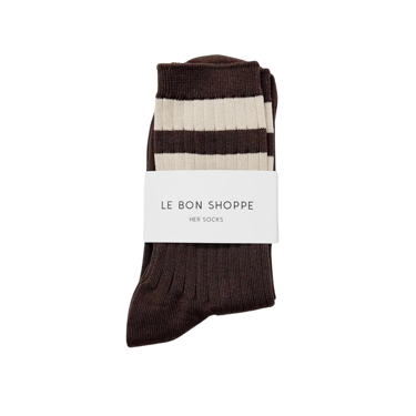 Le Bon Shoppe Her Varsity Socks - Espresso