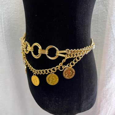 Vintage George Washington Gold Necklace, Gold Belt, Necklace with Coins, Belt With Coins, Statement Necklace, Statement Belt, Gold Coins 