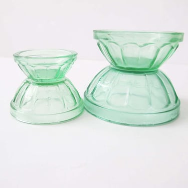 Vintage Depression Glass Green Mise En Place Bowls - Graduated Spice Condiment Pinch Bowls - Gift For Cook - Rustic Country Cottage Kitchen 