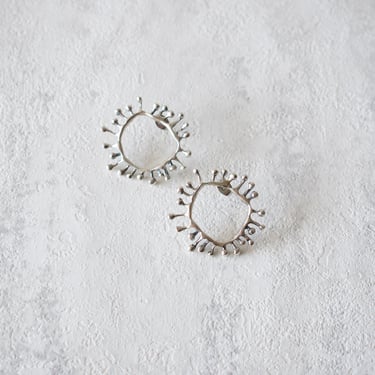 Sprout Circle Oxidized Sterling Silver Earrings