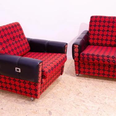 Pair of Eastern bloc Vintage armchairs, 1970s, Czechoslovakia 