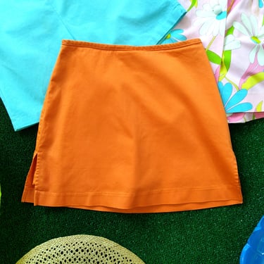 Cute & Comfy Vintage 90s Orange Micro Mini Skort with Built-In Shorts Underneath 