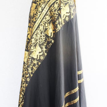 Gold - Metallic Damask - Cotton - Wrap Skirt - Maxi Skirt  - One Size fits many 