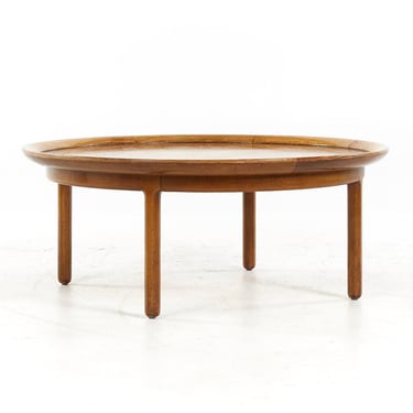 Tomlinson Sophisticate Mid Century Walnut and Burlwood 40 Inch Round Coffee Table - mcm 
