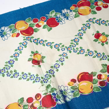 Vintage Startex Table Runner, Fruit and Flower, Fabric, Unfinished, 107" x 17" 