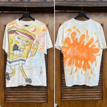 Vintage 1990’s SpongeBob SquarePants Nicktoons Artwork Cotton 2-Sided Tee Shirt, 90’s T-Shirt, 90’s Airbrush Artwork, Vintage Clothing 