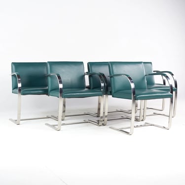 BRNO Mid Century Flat Bar Leather Chairs - Set of 8 - mcm 
