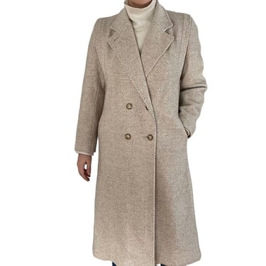 Vintage 1960s Ms. Freddi Womens Tan Beige Wool Trench Mid Mod Coat Sz S 