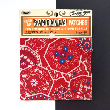 Vintage Iconic 70s Red Blue White Patterned Iron-on Transfer Patches 