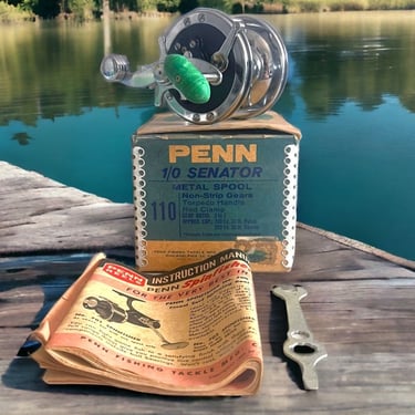 Vintage Penn Senator 1/0 Fishing Reel 1960s with Original Box Torpedo Handle 