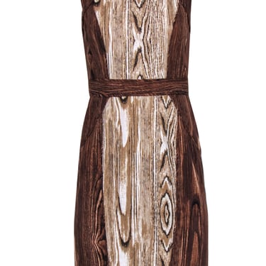 BCBG Max Azria - Wood Grain Print Sleeveless Midi Dress Sz 4