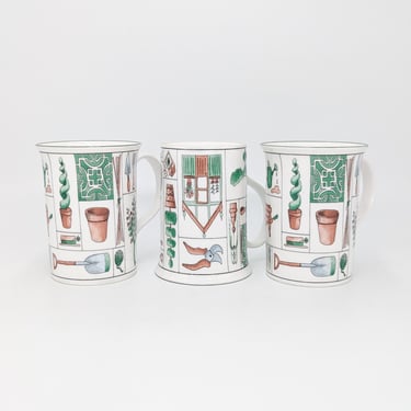 Vintage Garden Mugs, Set of 3 