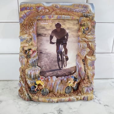 Vintage 2004 Rivers Edge Hand Painted Decorator 4x6 Frame X-Stream Sports Series Mountain Biking 