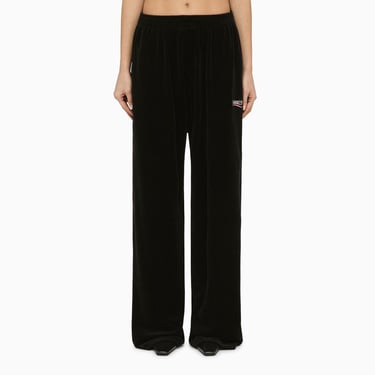 Balenciaga Black Chenille Sports Trousers With Logo Women