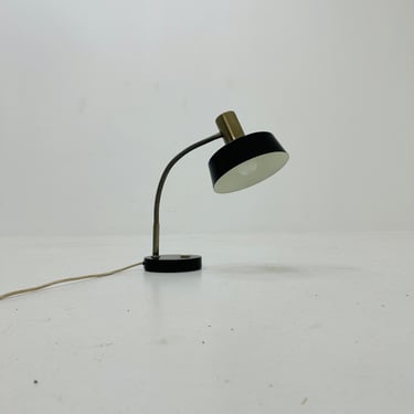 Mid century brass and black steel desk lamp, 1950s 