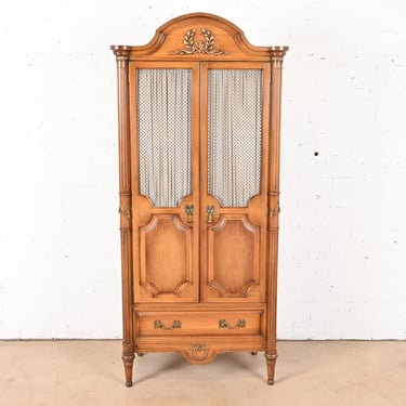 Karges Style French Regency Louis XVI Fruitwood Armoire Dresser or Linen Press, Circa 1960s