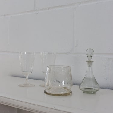 19th century french etched glass decanter set