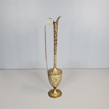 Brass Etched Vase Genie Bottle 