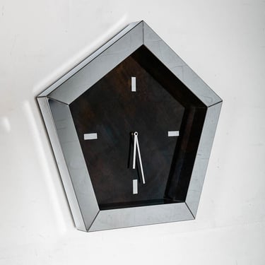 Mid Centurn Modern Clock Mirror Wall Art Chrome Curtis Jere Pentagon Sauteur 70s