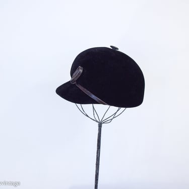 1960s Black Bubble Hat | 60s Black Wool Felt Hat | Twiggy Hat 