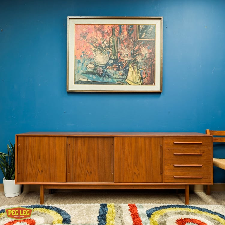 Danish Modern teak three door credenza